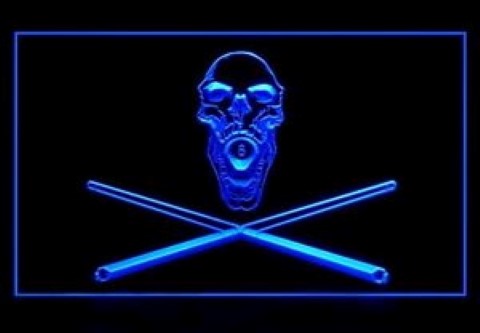 Billiard Game Room 8 Ball Pirate Skull LED Neon Sign